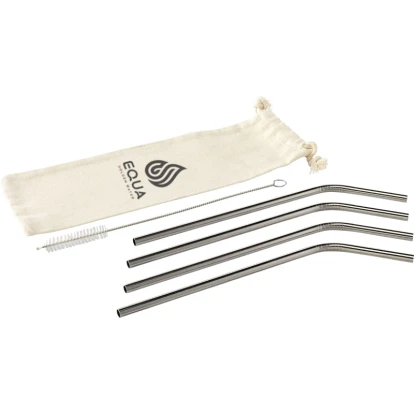 Stainless steel straw set