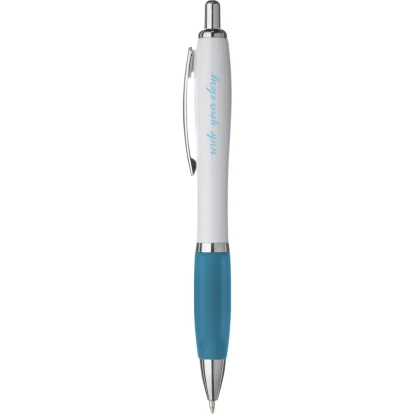White pen with coloured grip