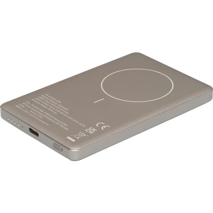 Wireless recycled aluminium power bank 5,000mAh