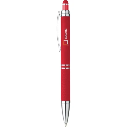 Soft touch aluminium ballpen with stylus