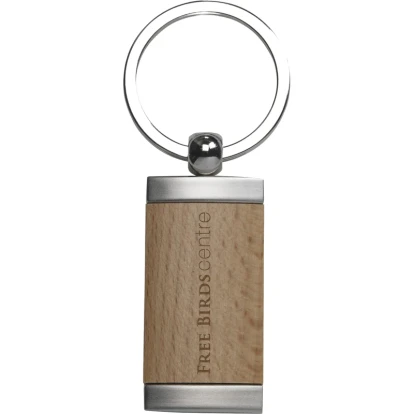 Midway Metal Keyring with beech wooden inlay