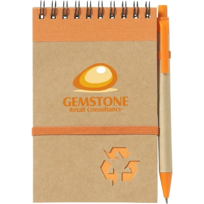 Recycled notebook and pen