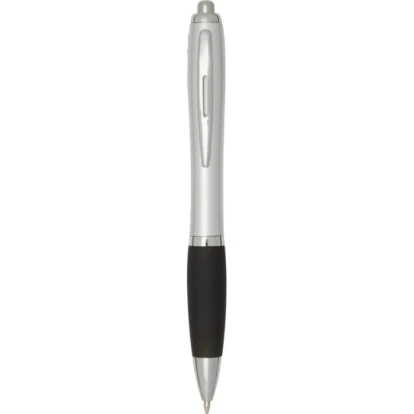 Nash RCS recycled plastic ballpoint pen with silver barrel and coloured grip (black ink)