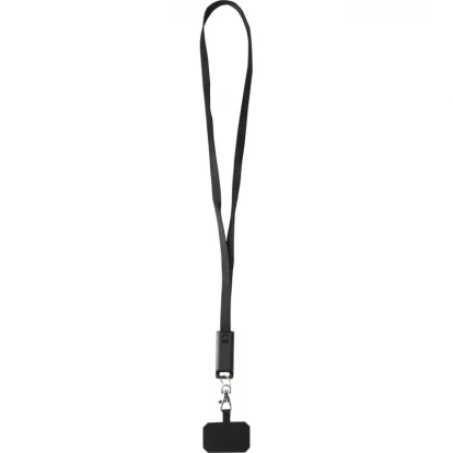 Franz Recycled Plastic Smartphone Lanyard With Built-In Data Sync And 65W Fast Charge 5-In-1 Cable