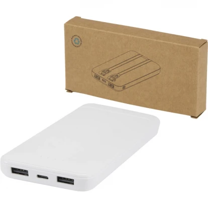 Adhil 10.000mAh 10W Recycled Plastic Power Bank With 2 Built-In Cables