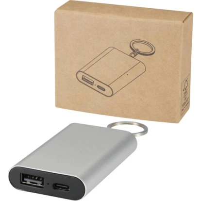 Arcturus 2000mAh recycled aluminium power bank with keychain