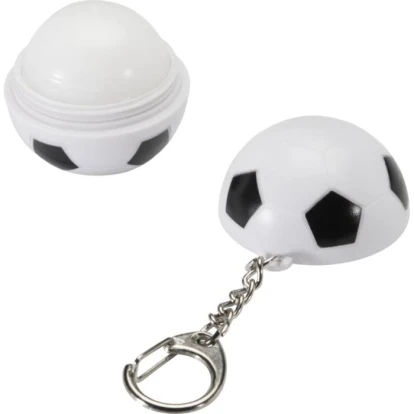 Rami football-shaped vanilla lip balm with SPF 15 and keychain