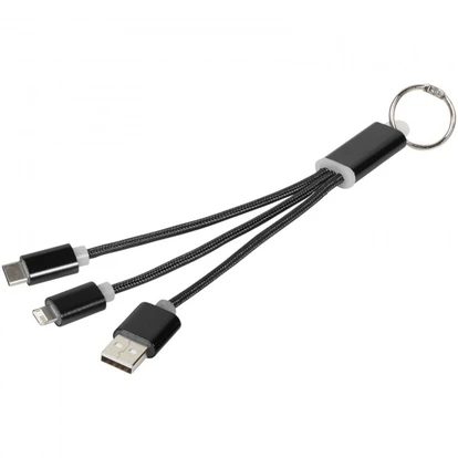 Metal 3-in-1 Charging Cable With Keychain