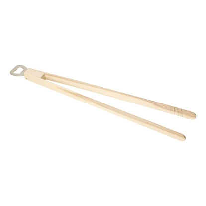 Barbeque Tongs With Bottle Opener 43cm - Natural