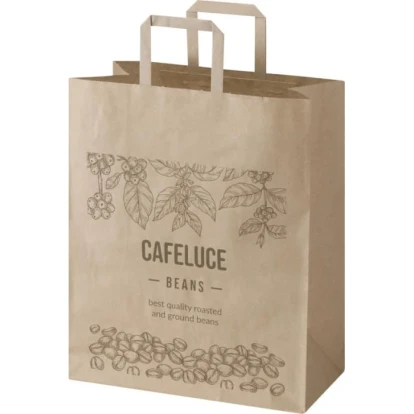 Kraft 80-90 g/m2 paper bag with flat handles - 32 x 17 x 39 cm