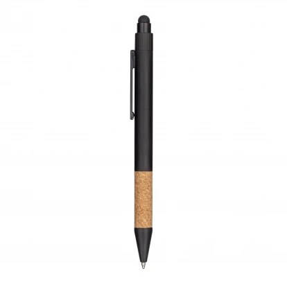 Sustainable Living Aluminium Pen with cork grip and touch screen button
