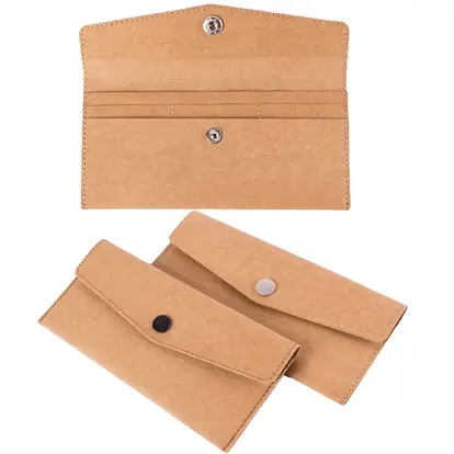 Fashion Washable Recyle Kraft Paper Button Wallet