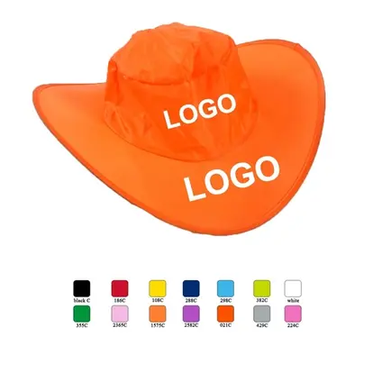 Nylon Folding Cowboy Hat With Print Logo