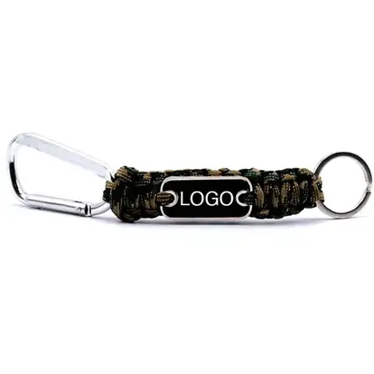 Tag Paracord Survival Rope Keychain with Carabiner