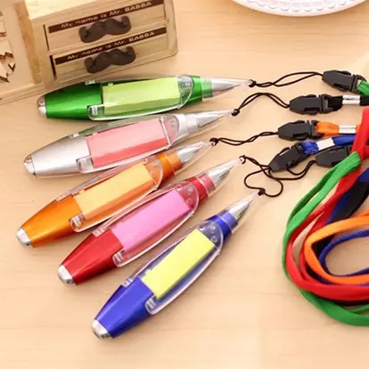 Multi function lanyard note LED light ballpoint pen