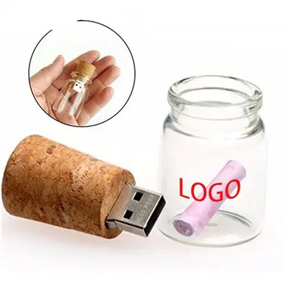 8GB USB 2.0 Glass Drift Bottle with Cork USB Flash Drive Gla
