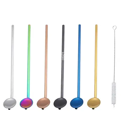 Metal Spoon Straw with Brush