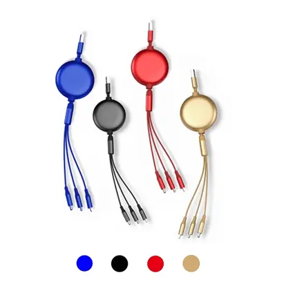 Round 3-in-1 Retractable Charging Cable