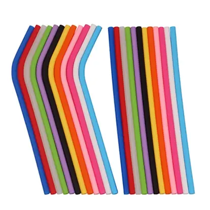 8.5" Silicone Straw with Cleaning Brush Set