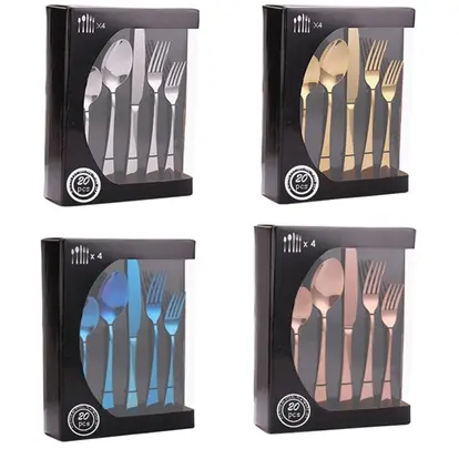 20PCS Stainless Steel Flatware Set Dinnerware Home Kitchen T