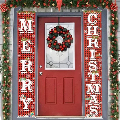 Christmas Porch Decorations Door Banner
