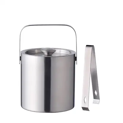 43OZ Stainless Steel Deluxe Ice Bucket with Ice Clip