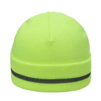 Knit Beanie with Reflective Stripes