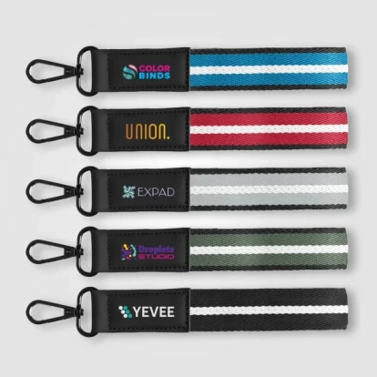 Newport rPET Woven Chevron Snap Trigger Keychain - 19 x 2.5 cm