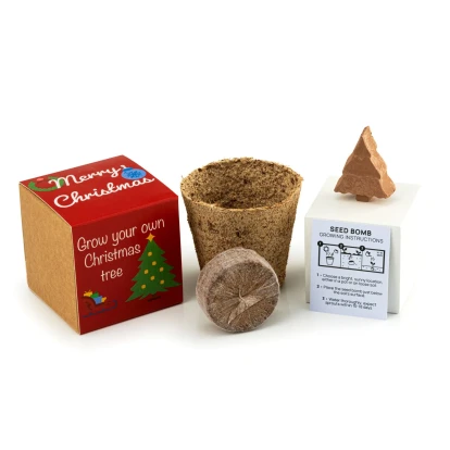 Christmas Tree Seed Bomb Kit (Kraft Box & Sleeve)