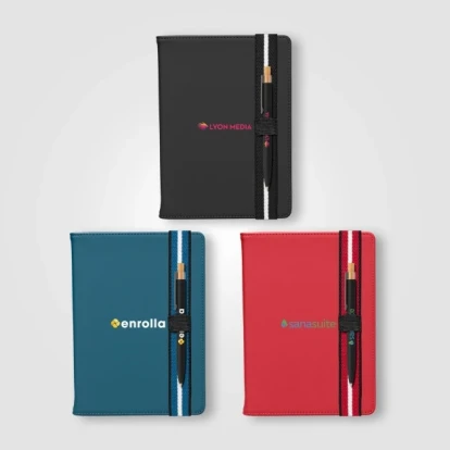 Newport Recycled Chevron Refillable Journal Pen Set - A5