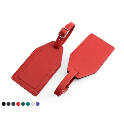 Recycled ELeather Rectangular Luggage Tag with security flap