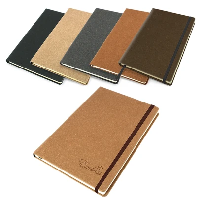 Beige Palma Natural Recycled Leather A5 Casebound Notebook with Elastic Strap