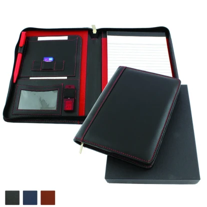 Accent Sandringham Nappa Leather Zipped A5 Conference Folder