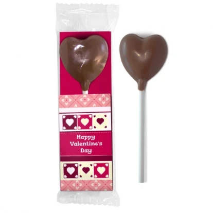 Valentines Milk Chocolate Heart Lollipop Wrap