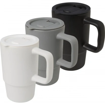 Carter 450ml Ceramic Mug With Plastic Lid 