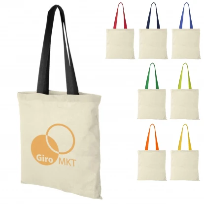Nevada 100 g/m² Cotton Tote Bag Coloured Handles 7L