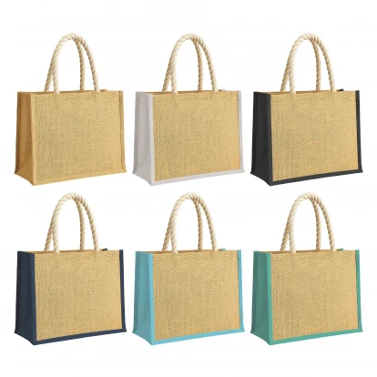 Sustainable Living Jute Bag Coloured With Deluxe Rope Handles